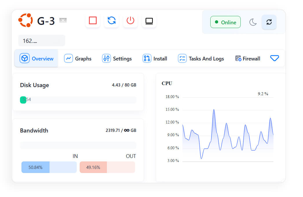 پنل مدیریت سرور مجازی